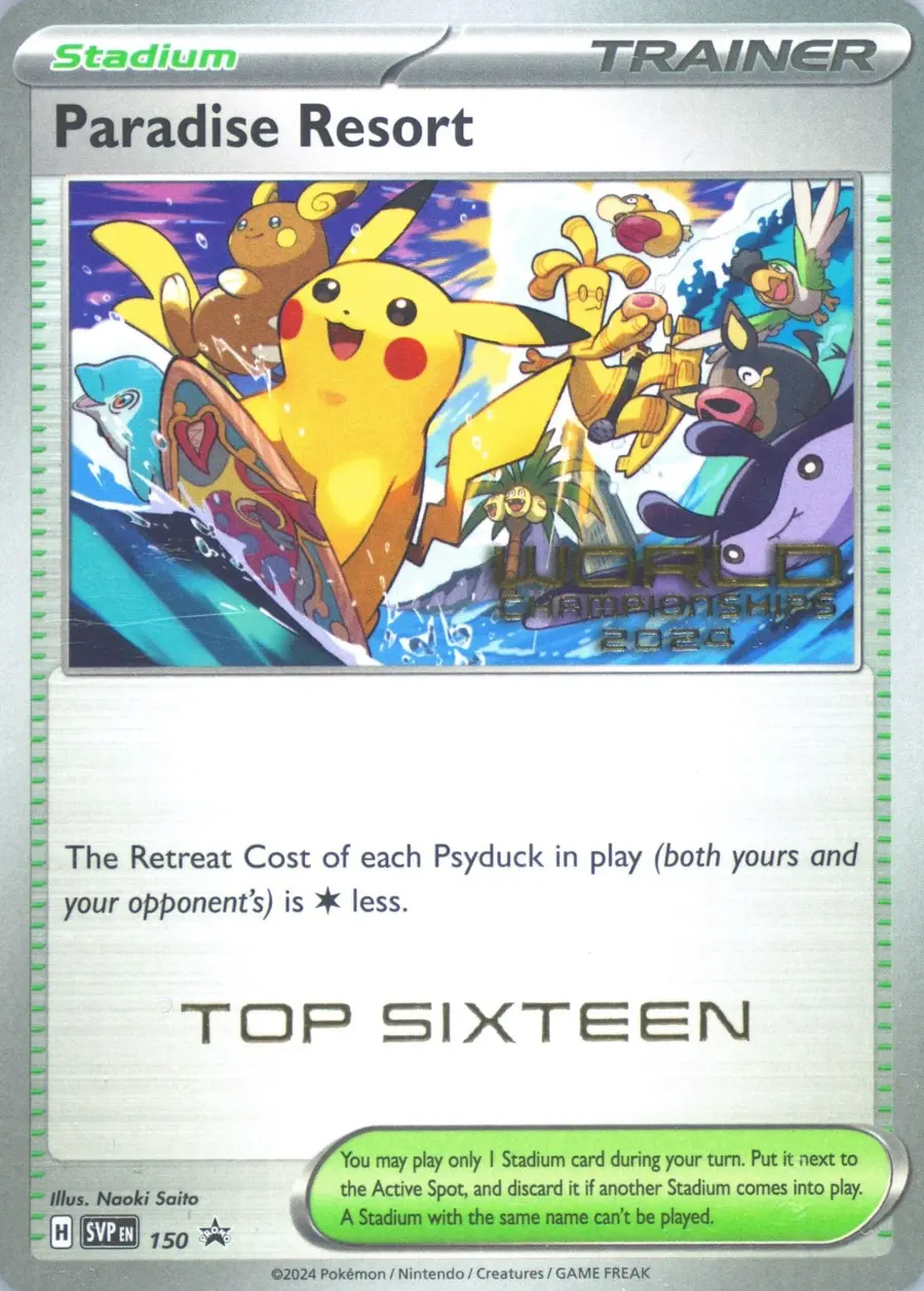 Placeholder front image of Raichu cameo on Paradise Resort — World Championships 2024 — Top Sixteen — SV Black Star Promos — No. 150 — English