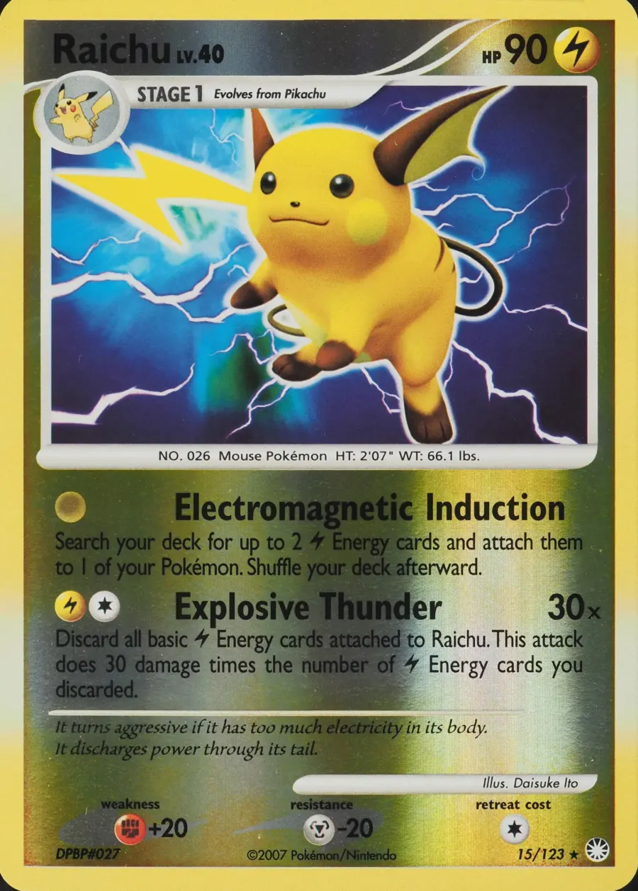 Placeholder front image of Raichu — Reverse Holofoil — Mysterious Treasures — No. 15/123 — English