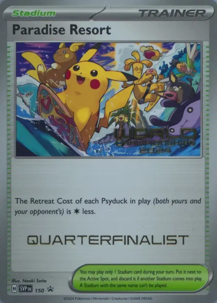 Placeholder card image of Raichu cameo on Paradise Resort — World Championships 2024 — Quarter-Finalist — SV Black Star Promos — No. 150 — English