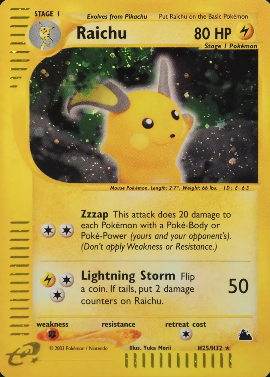 Placeholder front image of Raichu — Cosmos Holofoil — Skyridge — No. H25/H32 — English
