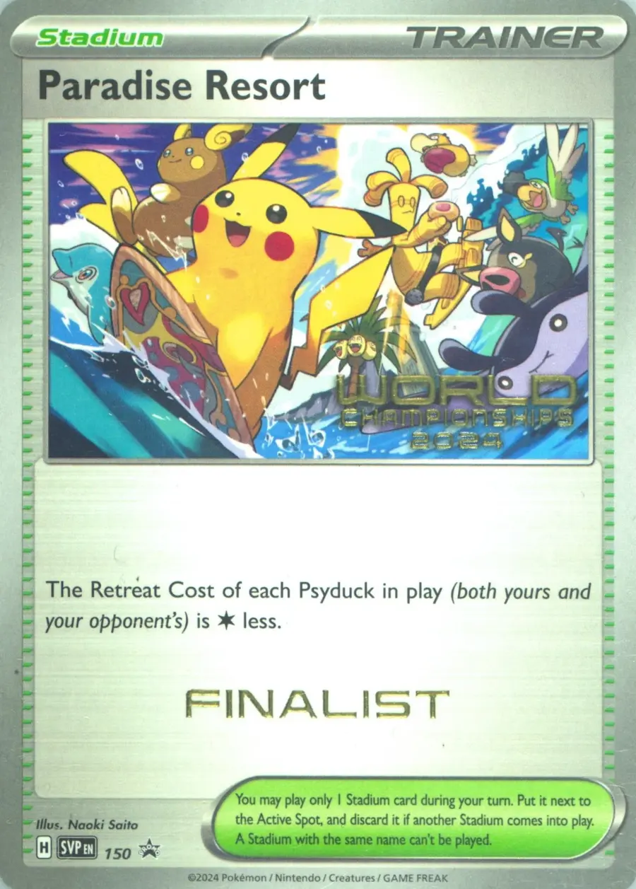 Placeholder front image of Raichu cameo on Paradise Resort — World Championships 2024 — Finalist — SV Black Star Promos — No. 150 — English