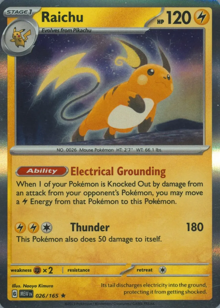 Placeholder front image of Raichu — Holofoil — 151 — No. 026/165 — English
