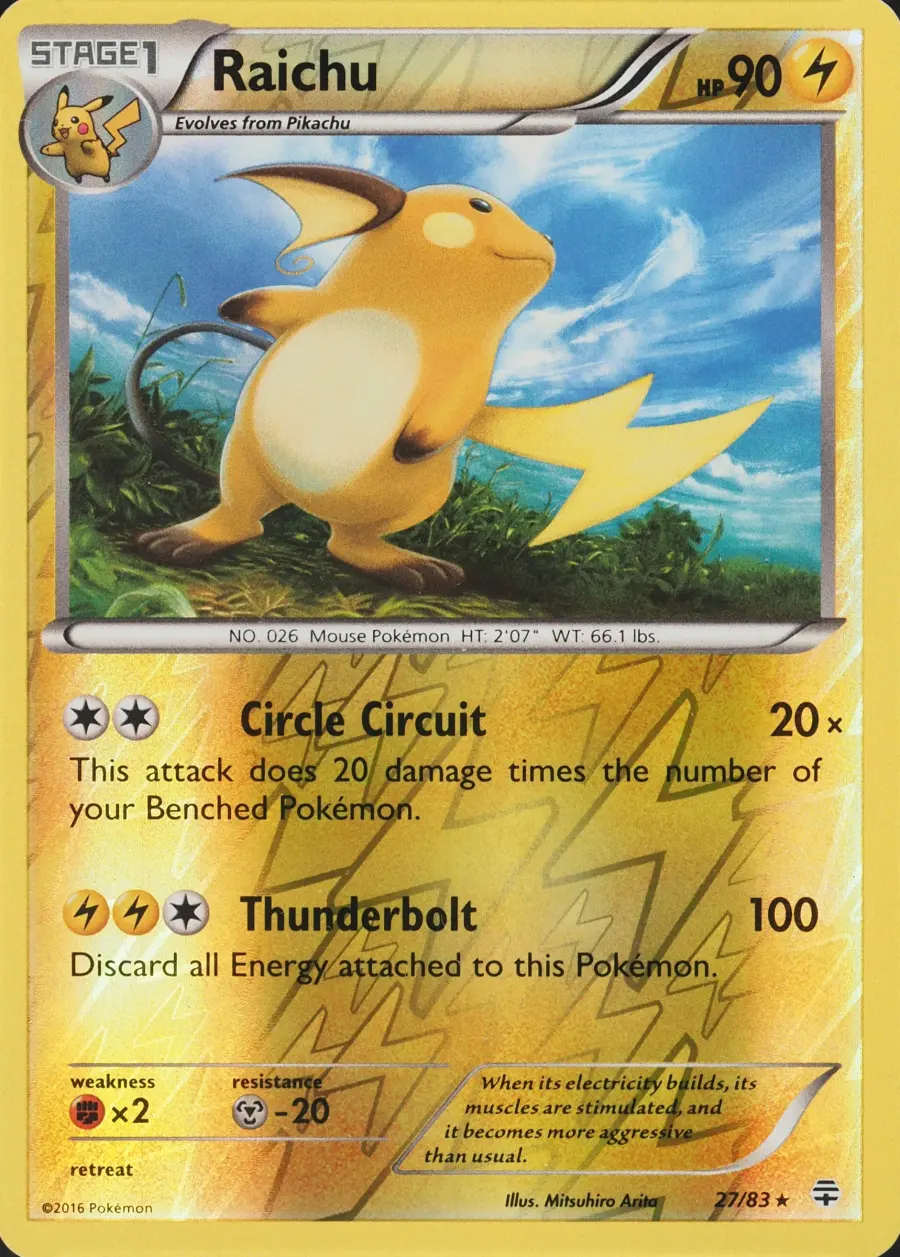 Placeholder front image of Raichu — Reverse Holofoil — Generations — No. 27/83 — English