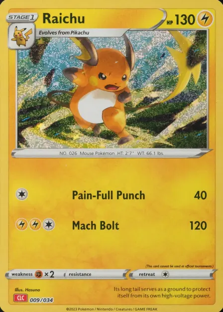 Placeholder card image of Raichu — Classic Holofoil — Pokémon Trading Card Game Classic — No. 009/034 — English
