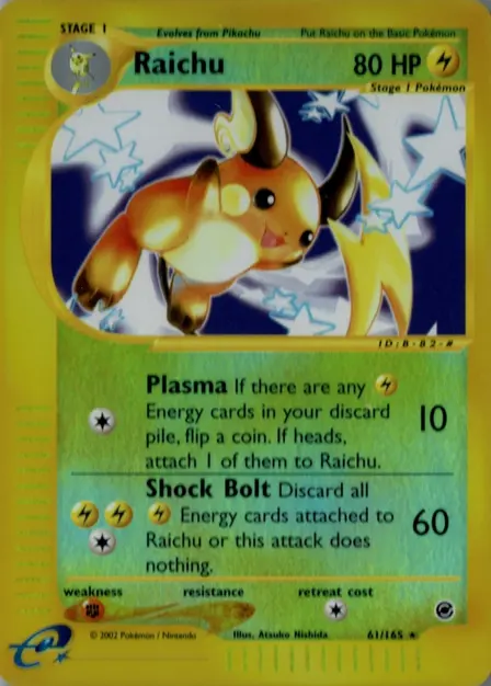 Placeholder card image of Raichu — Refractor Reverse Holofoil — Expedition Base Set — No. 61/165 — English