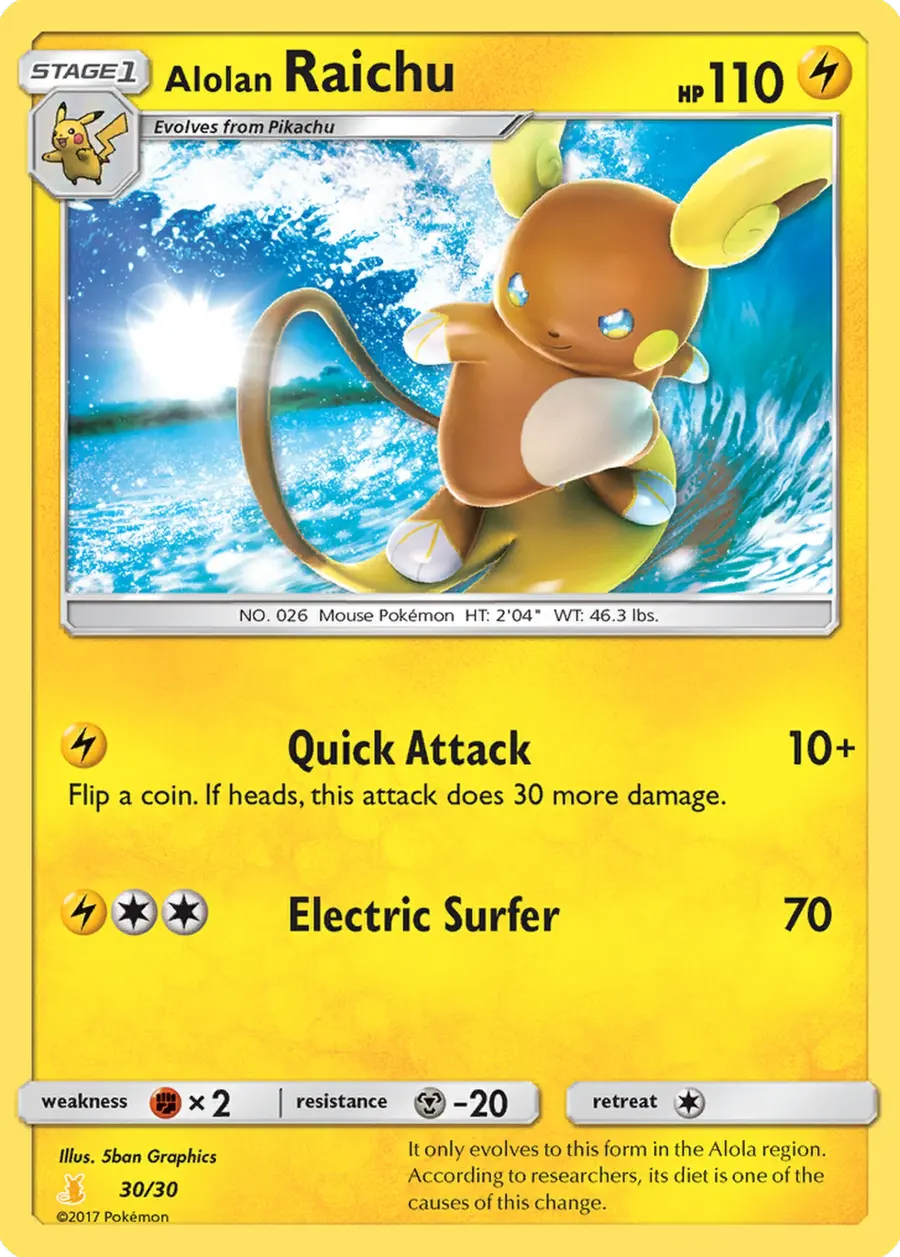Placeholder front image of Alolan Raichu — Holofoil — Deck Sequence 30 — Sun & Moon Trainer Kit—Alolan Raichu — No. 30/30 — English