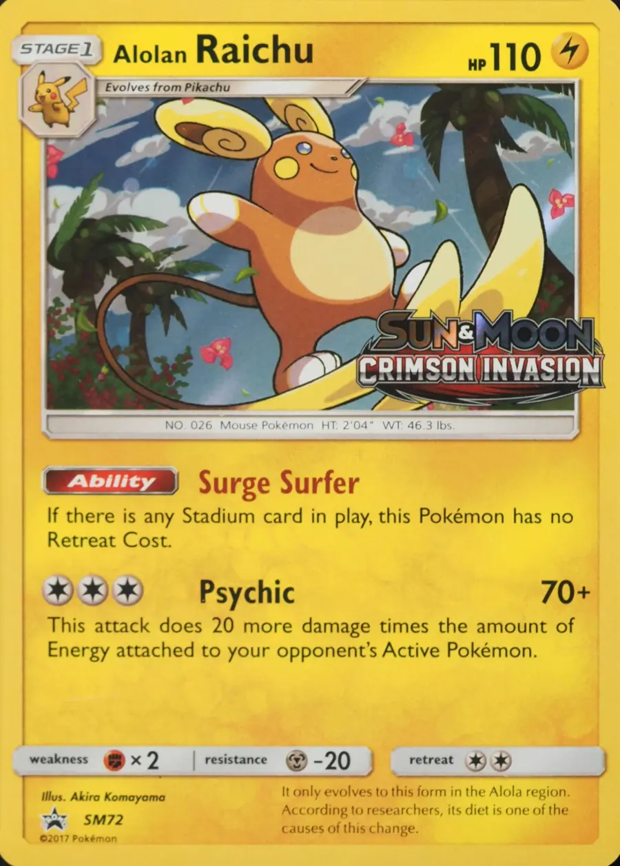 Placeholder front image of Alolan Raichu — Prerelease Holofoil — SM Black Star Promos — No. SM72 — English