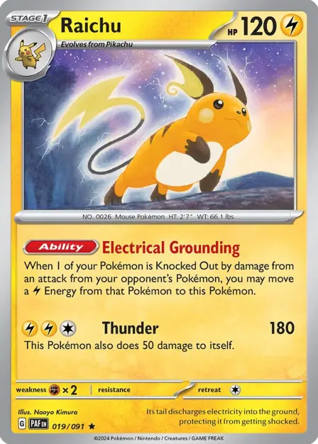 Placeholder card image of Raichu — Non-Holo — Miraidon ex Battle Deck — Paldean Fates — No. 019/91 — English