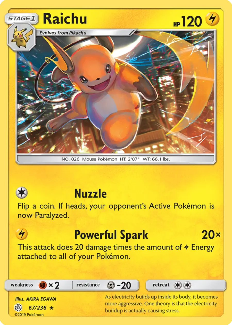 Placeholder front image of Raichu — Non-Holo — Cosmic Eclipse — No. 67/236 — English