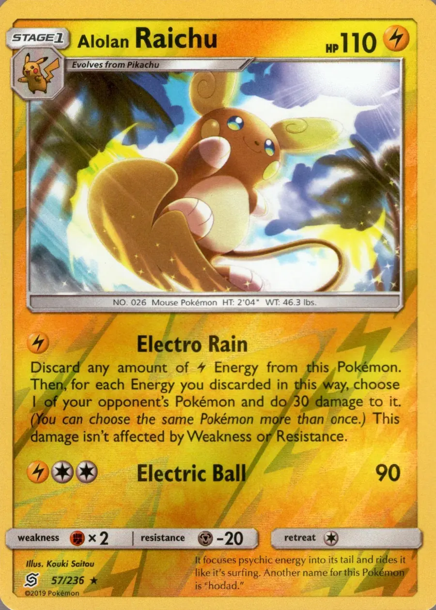 Placeholder front image of Alolan Raichu — Reverse Holofoil — Unified Minds — No. 57/236 — English