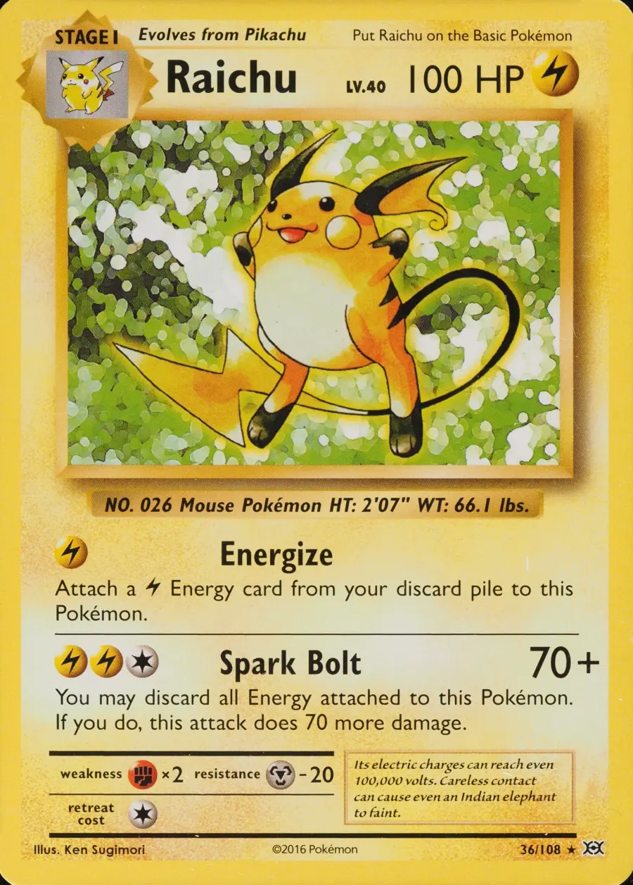 Placeholder front image of Raichu — Non-Holo — Evolutions — No. 36/108 — English
