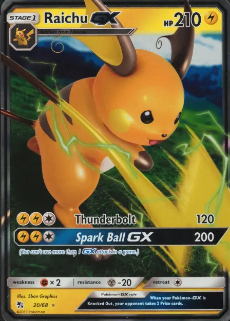 Placeholder card image of Raichu GX — Holofoil — Hidden Fates — No. 20/68 — English