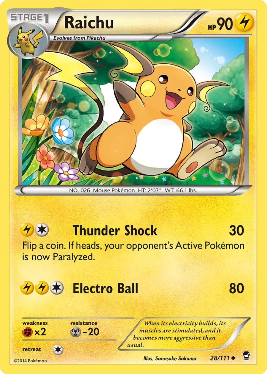 Placeholder front image of Raichu — Non-Holo — Furious Fists — No. 28/111 — English