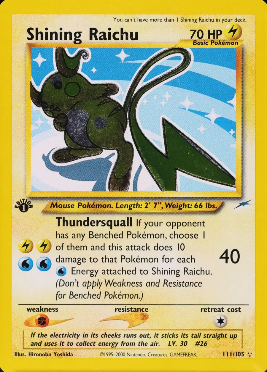 Placeholder front image of Shining Raichu — Shining Holofoil — 1st Edition — Neo Destiny — No. 111/105 — English