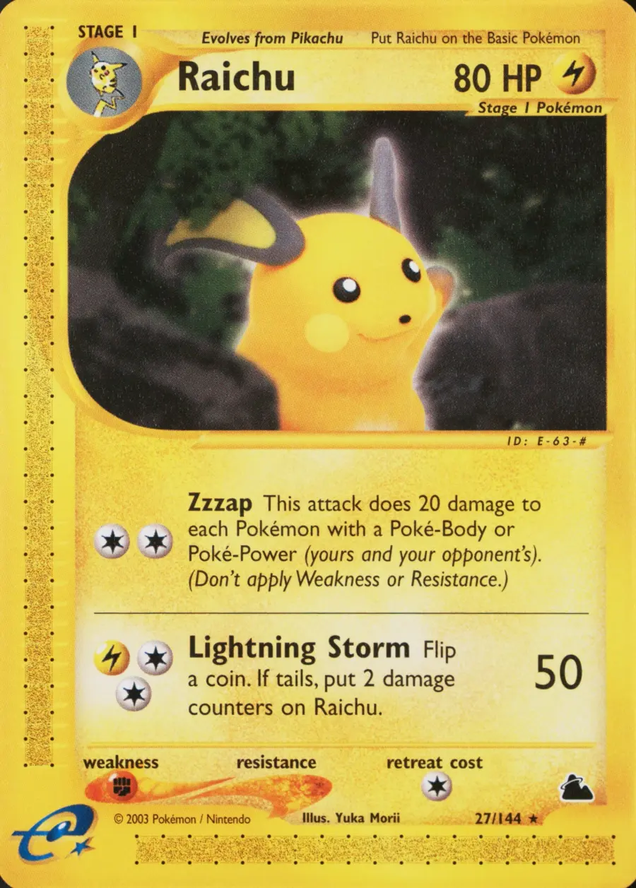 Placeholder front image of Raichu — Non-Holo — Skyridge — No. 27/144 — English