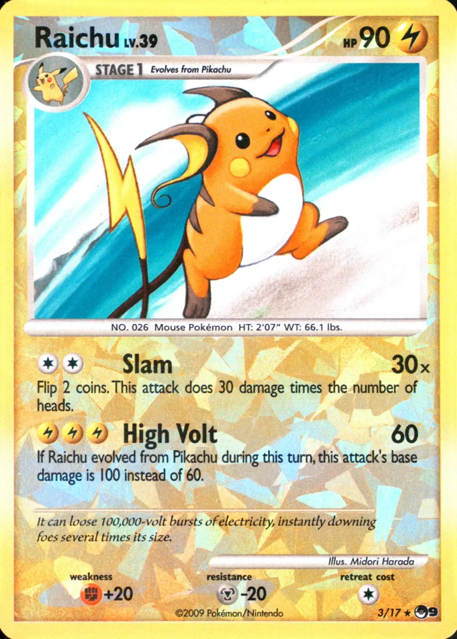Placeholder front image of Raichu — Cracked Ice Holofoil — POP Series 9 — No. 3/17 — English