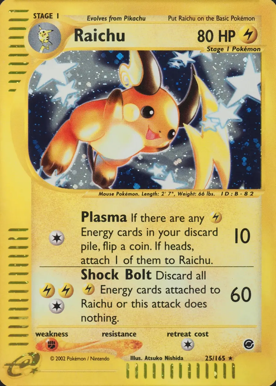 Placeholder front image of Raichu — Cosmos Holofoil — Expedition Base Set — No. 25/165 — English