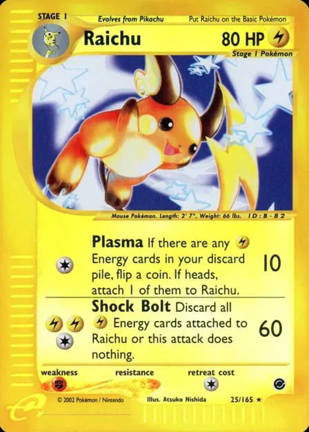 Placeholder card image of Raichu — Refractor Reverse Holofoil — Expedition Base Set — No. 25/165 — English