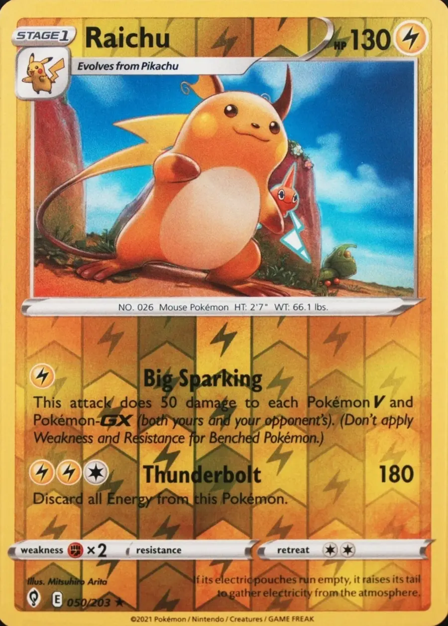 Placeholder front image of Raichu — Reverse Holofoil — Evolving Skies — No. 050/203 — English