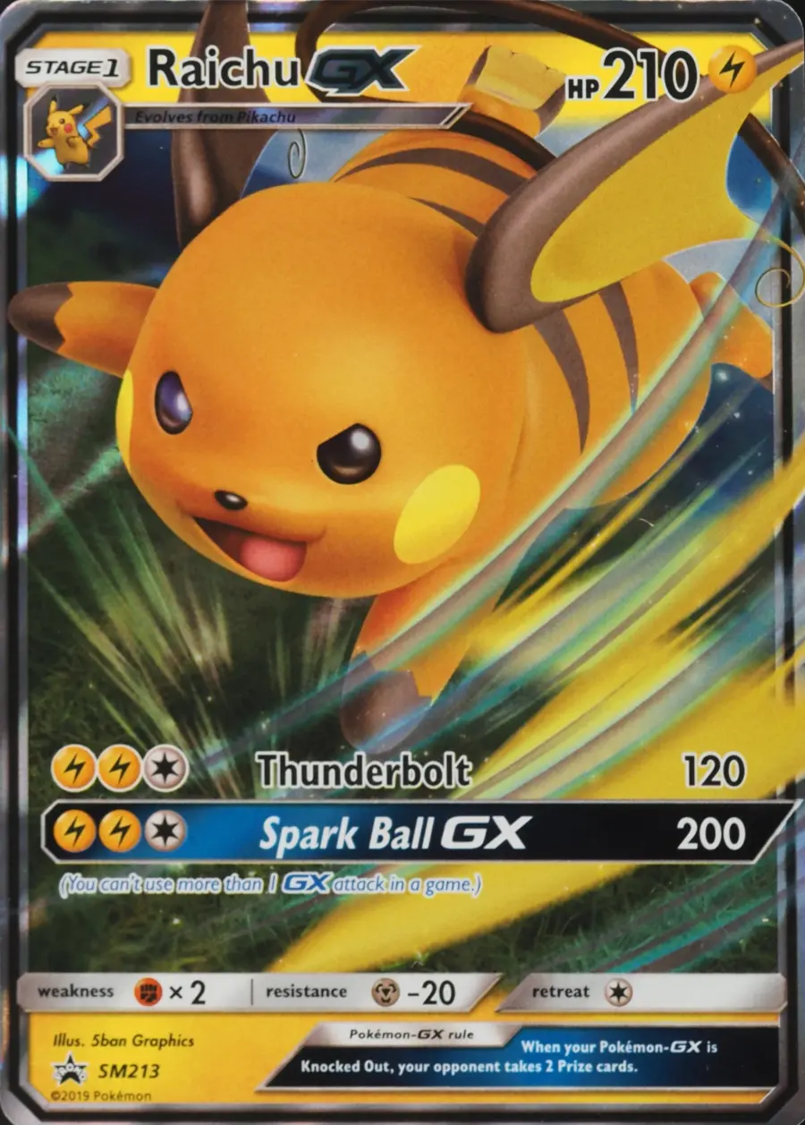 Placeholder front image of Raichu GX — Hidden Fates Tin Promo Holofoil — SM Black Star Promos — No. SM213 — English