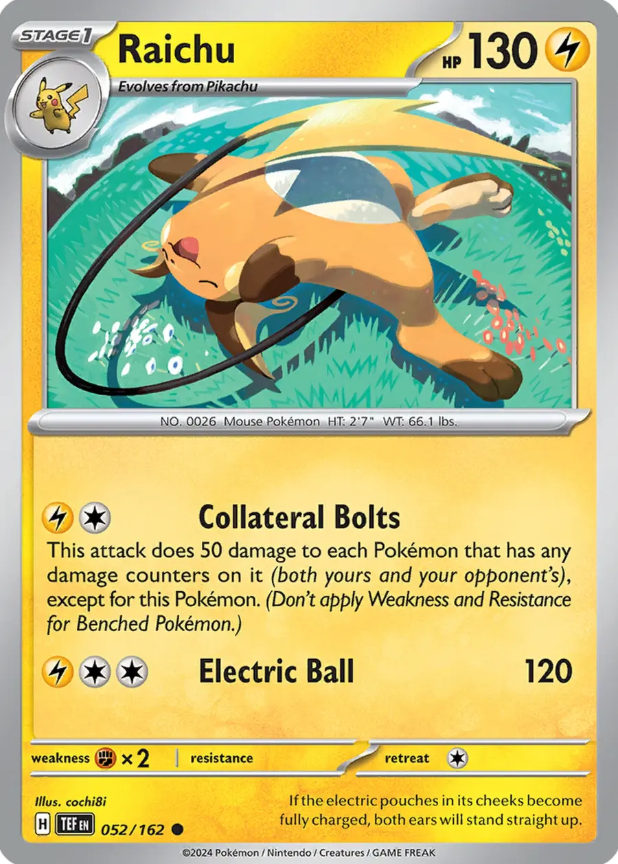 Placeholder front image of Raichu — Non-Holo — Temporal Forces — No. 052/162 — English
