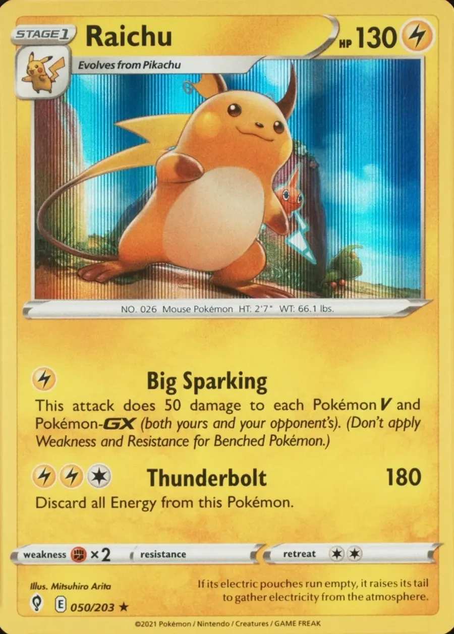 Placeholder front image of Raichu — Holofoil — Evolving Skies — No. 050/203 — English