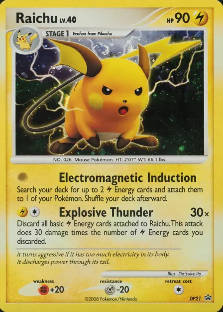 Placeholder card image of Raichu — Holofoil — DP Black Star Promos — No. DP21 — English
