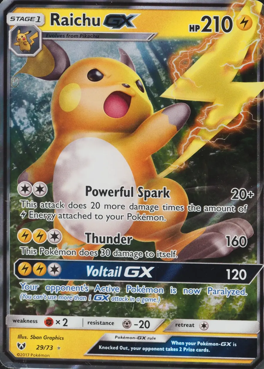 Placeholder front image of Raichu GX — Holofoil — Shining Legends — No. 29/73 — English