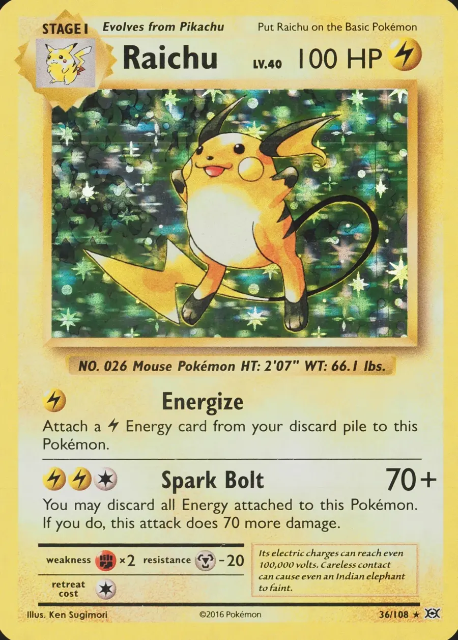 Placeholder front image of Raichu — Holofoil — Evolutions — No. 36/108 — English