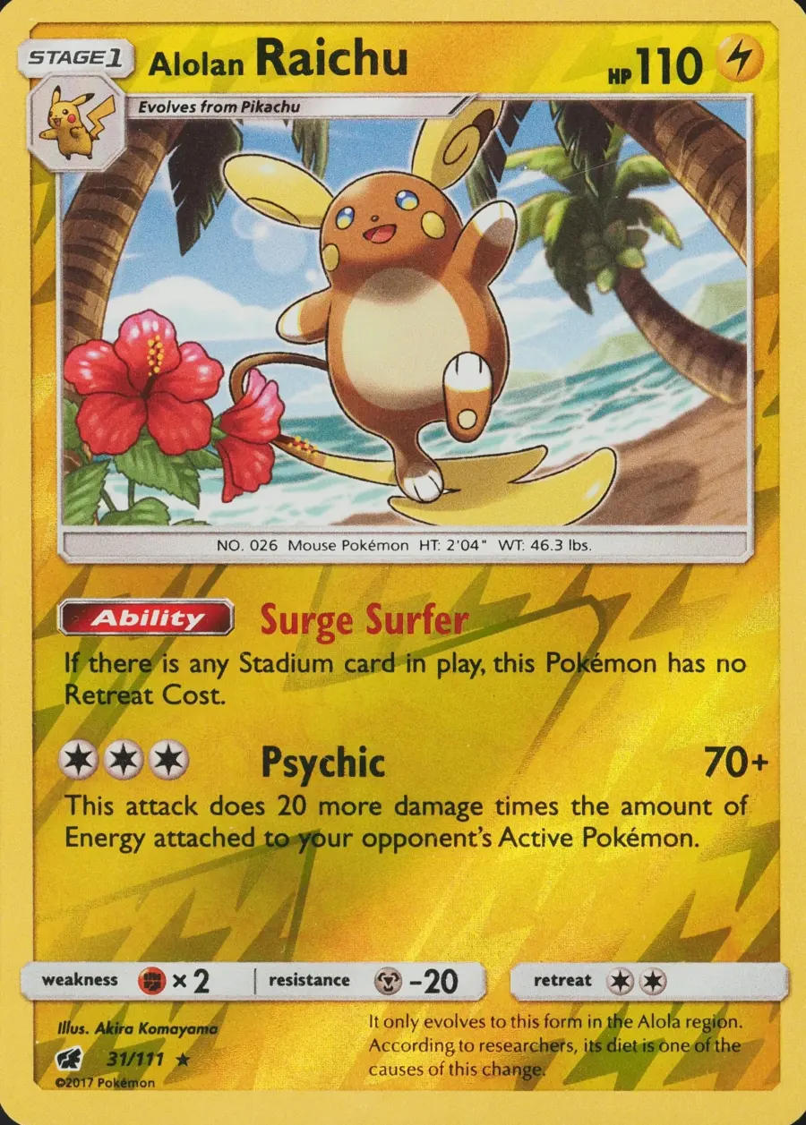 Placeholder front image of Alolan Raichu — Reverse Holofoil — Crimson Invasion — No. 31/111 — English