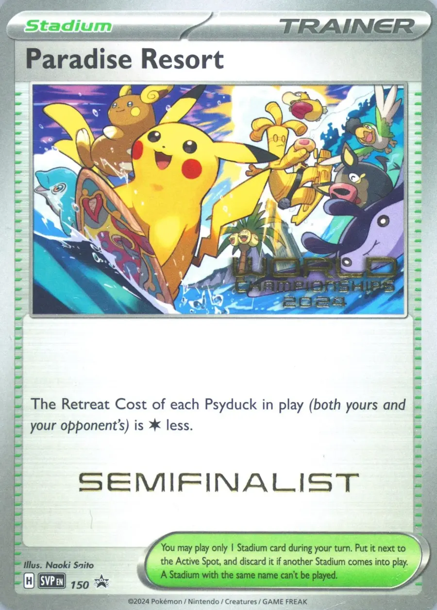 Placeholder front image of Raichu cameo on Paradise Resort — World Championships 2024 — Semifinalist — SV Black Star Promos — No. 150 — English