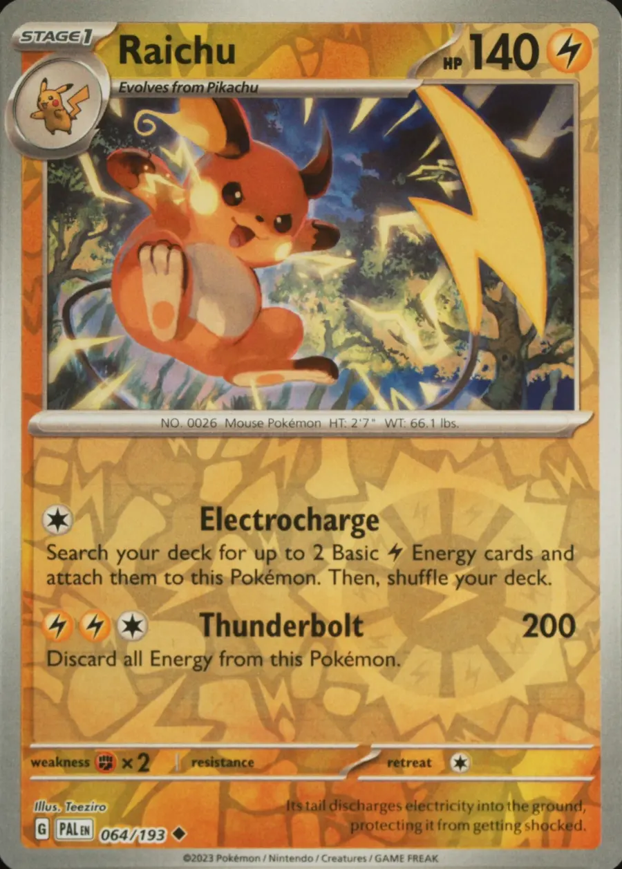 Placeholder front image of Raichu — Reverse Holofoil — Paldea Evolved — No. 064/193 — English