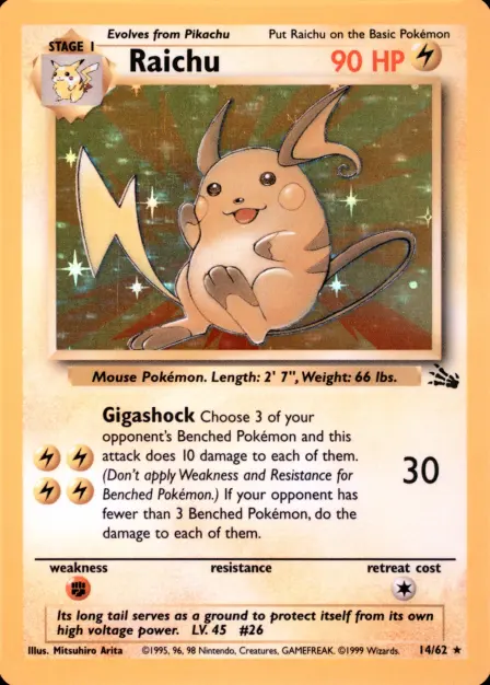 Placeholder card image of Raichu — Holo — Unlimited — Fossil — No. 14/62 — English